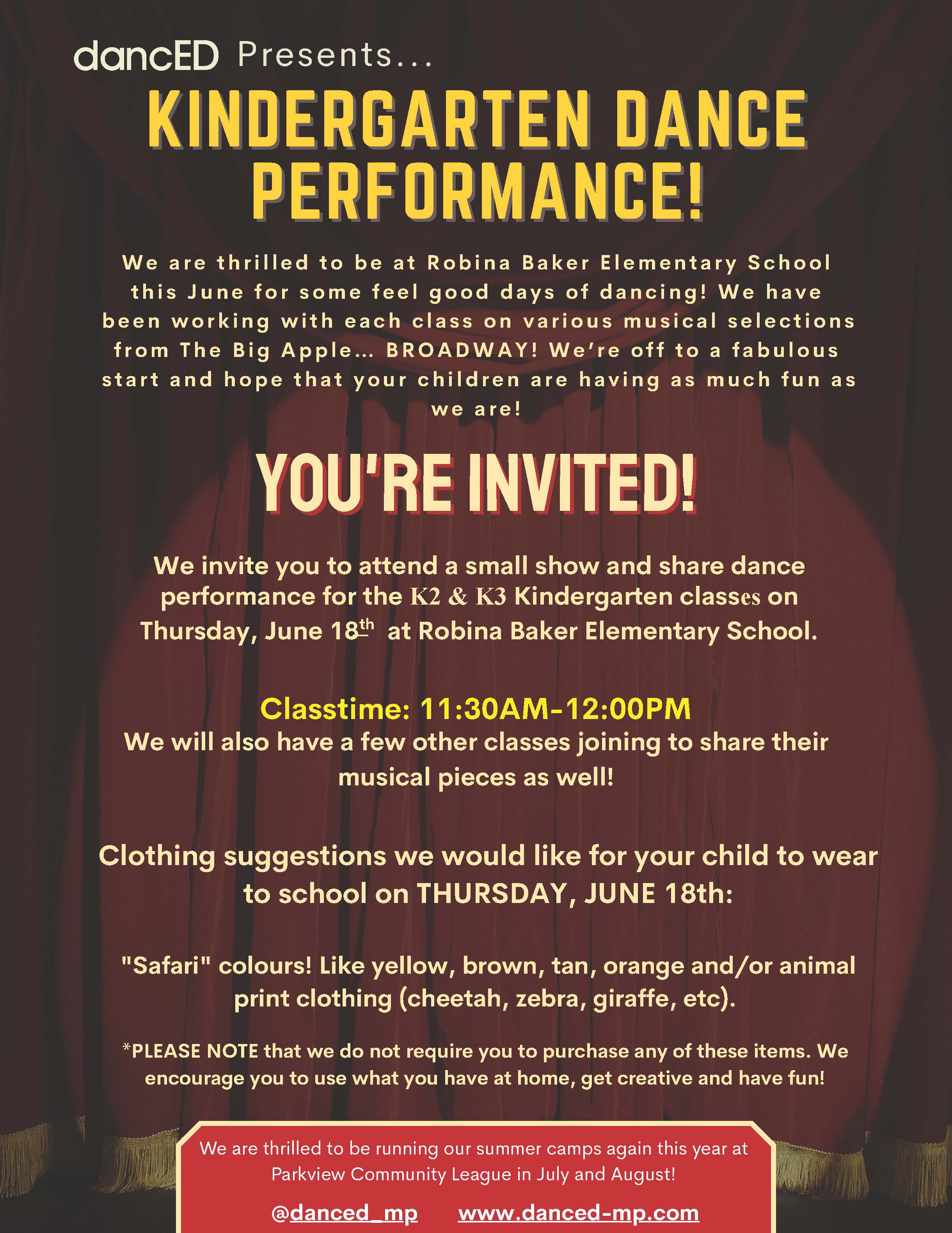 RB Thursday K2 3 Kinder Show Invitation